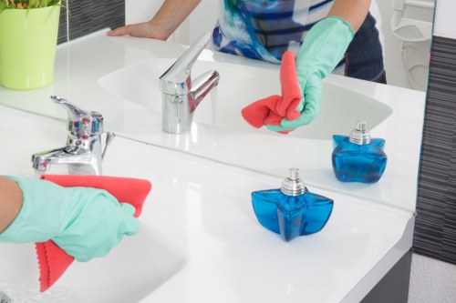 Professional cleaners in Surrey following safe cleaning procedures